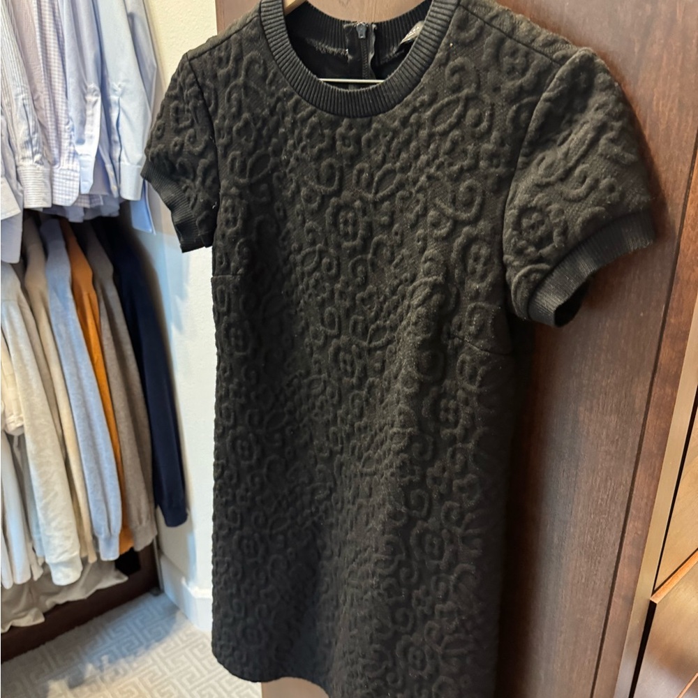 Black Textured Short Sleeve Dress